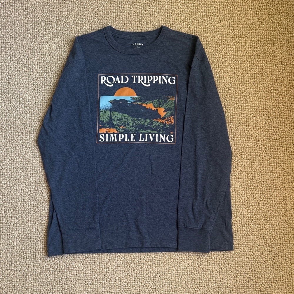 Old Navy Blue Graphic Long Sleeve Tee